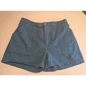 Big Bud Press Teal Blue Cotton Work Shorts Women's Size 0XL Pockets Elastic EUC